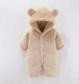 Mini Fashion™ - Met Capuchon - Fleece Romper Beige / 73 (6-9 maanden) | Educatief Speelgoed