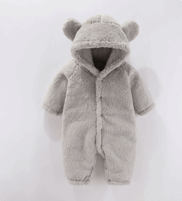 Mini Fashion™ - Met Capuchon - Fleece Romper Grijs / 73 (6-9 maanden) | Educatief Speelgoed - Afbeelding 1