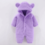 Mini Fashion™ - Met Capuchon - Fleece Romper Paars / 59 (0-3 maanden) | Educatief Speelgoed