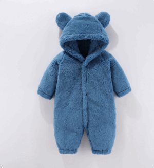 Mini Fashion™ - Met Capuchon - Fleece Romper Blauw / 59 (0-3 maanden) | Educatief Speelgoed