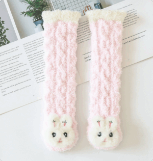 Mini Fashion™ - Extra Warm - Lange Baby Sokjes Roze konijn / S (0–12 maanden) | Educatief Speelgoed