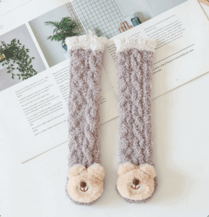 Mini Fashion™ - Extra Warm - Lange Baby Sokjes Bruine Beer / M (1–3 jaar) | Educatief Speelgoed