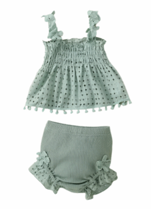 Mini Fashion™ - Speels&Luchtig - Zomer Set Meisje Groen / 85 (12–18 maanden) | Educatief Speelgoed