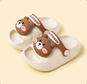 Mini Fashion– Vrolijk&Veilig– Polka Strand Slippers Crèmekleurige Beer / 170 (4–5 jaar) | Educatief Speelgoed