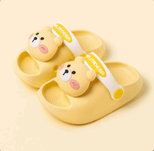 Mini Fashion– Vrolijk&Veilig– Polka Strand Slippers Gele Beer / 170 (4–5 jaar) | Educatief Speelgoed