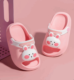 Mini Fashion– Vrolijk&Veilig– Polka Strand Slippers Roze Konijn / 150 (2–3 jaar) | Educatief Speelgoed