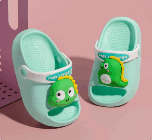 Mini Fashion– Vrolijk&Veilig– Polka Strand Slippers Lichtblauwe Dinosaurus / 160 (3–4 jaar) | Educatief Speelgoed