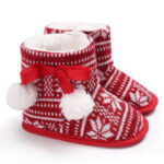 Mini Fashion™ - Kerst Kinder Pantoffels Rood Wit / 21 (0-6 maanden) | Educatief Speelgoed