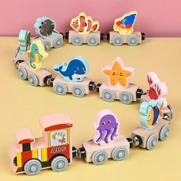 Tiny Express™ – Kleuren&Vormen - Houten Treinspeelgoed Oceaan | Educatief Speelgoed - Afbeelding 1