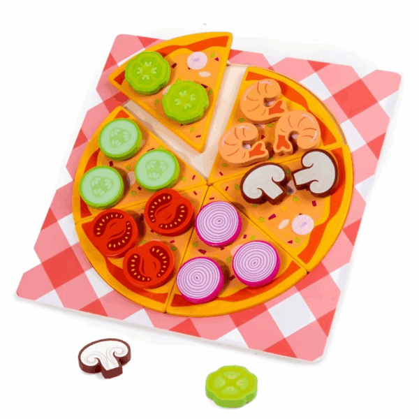 Woods™ - Stimuleer Creativiteit&Motoriek - Kinder Pizza&Koekje Set Pizza | Educatief Speelgoed - Afbeelding 1