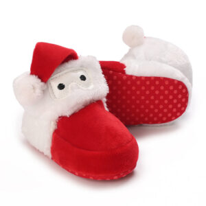 Mini Fashion™ - Kerst Kinder Pantoffels Wit Rood - Kerstman / 22 (6-12 maanden) | Educatief Speelgoed