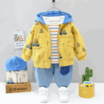 Mini Fashion™ - Peuter&Avontuur  - 3-delige Kleding Set Gele Jas / 120 (5 jaar) | Educatief Speelgoed