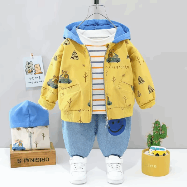 Mini Fashion™ - Peuter&Avontuur  - 3-delige Kleding Set Gele Jas / 110 (4 jaar) | Educatief Speelgoed - Afbeelding 1