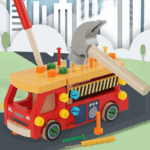 Woods™ - Fijne Motoriek&Coördinatie - Speelgoed Constructie Voertuig Rode vrachtwagen | Educatief Speelgoed