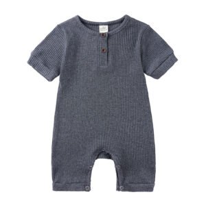 Mini Fashion™ - Luchtig&Ademend - Baby Romper Donker Grijs / 100 (18-24 maanden) | Educatief Speelgoed