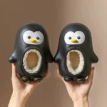 Mini Fashion™ - Warm&Leuk - Kinder Pinguïn Pantoffels Zwart / 22 (8-9 jaar) | Educatief Speelgoed
