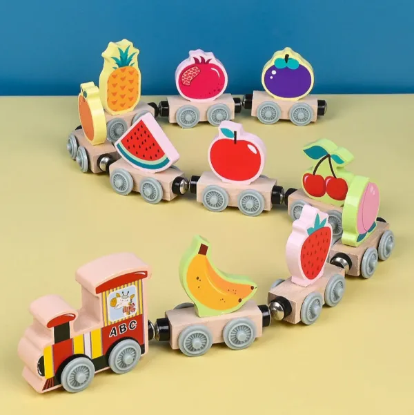 Tiny Express™ – Kleuren&Vormen - Houten Treinspeelgoed Fruit 2 | Educatief Speelgoed - Afbeelding 1