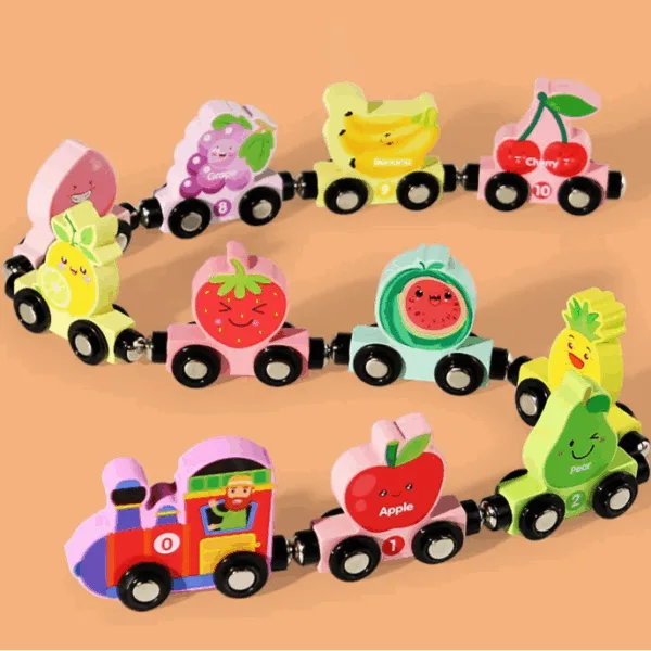 Tiny Express™ – Kleuren&Vormen - Houten Treinspeelgoed Fruit 1 | Educatief Speelgoed - Afbeelding 1