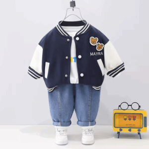 Mini Fashion™ - Peuter&Avontuur  - 3-delige Kleding Set Blauwe Beer / 110 (4 jaar) | Educatief Speelgoed