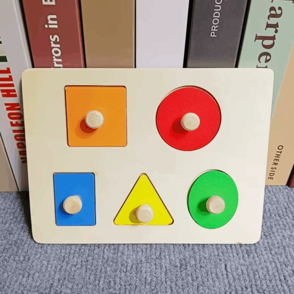 Woods™ - Peuterpuzzel Plezier - Geometrische Montessori Vormen Puzzel Rechthoek | Educatief Speelgoed - Afbeelding 1