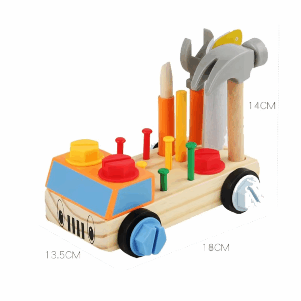 Woods™ - Fijne Motoriek&Coördinatie - Speelgoed Constructie Voertuig Houtkleurige wagen | Educatief Speelgoed - Afbeelding 1