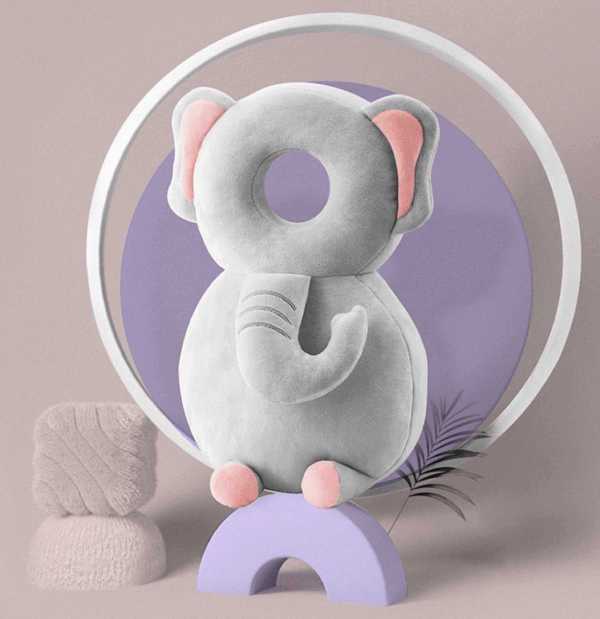 HeadProtect™ - Laat je kleine met een veilig gevoel spelen! - Hoofdbescherming kussen Olifant | Educatief Speelgoed - Afbeelding 1