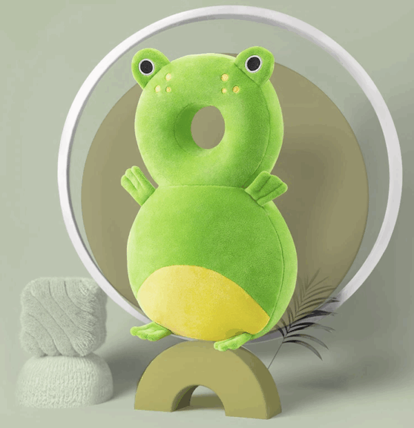 HeadProtect™ - Laat je kleine met een veilig gevoel spelen! - Hoofdbescherming kussen Kikker | Educatief Speelgoed - Afbeelding 1