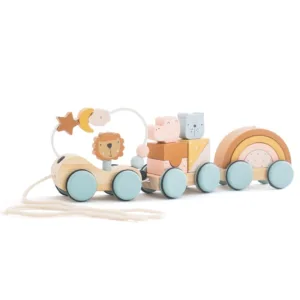 Bead Tracks™ – Trein, Auto&Motoriek– Houten Kralen- en Sleepet Trein | Educatief Speelgoed