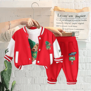 Mini Fashion™ - Peuter&Avontuur  - 3-delige Kleding Set Rode Baseball Beer / 100 (3 jaar) | Educatief Speelgoed