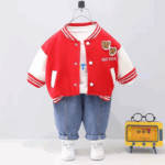 Mini Fashion™ - Peuter&Avontuur  - 3-delige Kleding Set Rode Beer / 90 (2 jaar) | Educatief Speelgoed
