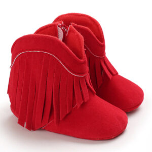 Mini Fashion™ - Stoere Look - Meiden Cowboy Laarzen Rood - Touwtjes / 18 (6-12 maanden) | Educatief Speelgoed