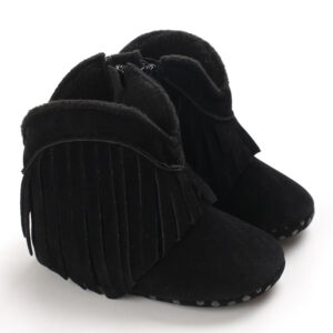 Mini Fashion™ - Stoere Look - Meiden Cowboy Laarzen Zwart - Touwtjes / 18 (6-12 maanden) | Educatief Speelgoed