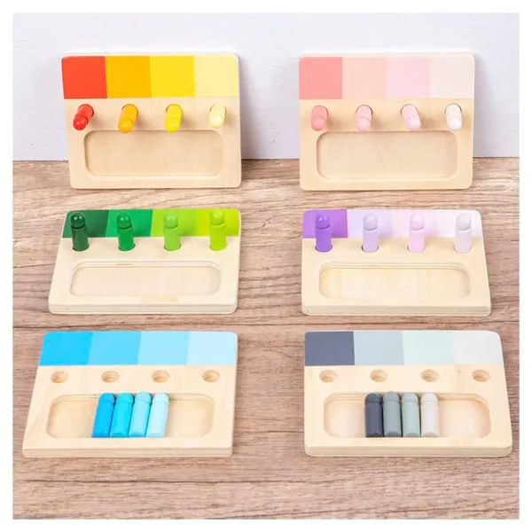 Woods™ - Kleurrijk Montessori - Leerplezier-bord Set van 6 | Educatief Speelgoed - Afbeelding 1
