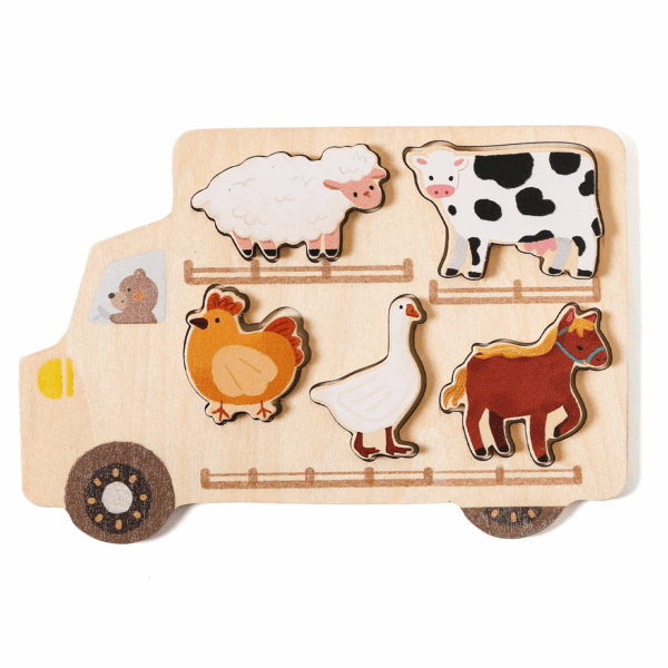 Woods™ – Puzzel Avontuur – Houten Auto Puzzel Dieren | Educatief Speelgoed - Afbeelding 1