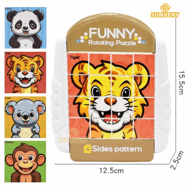 Twisty Puzzle™ - Eindeloos Puzzelplezier - Draaipuzzel Dieren 16 vlakjes | Educatief Speelgoed - Afbeelding 1