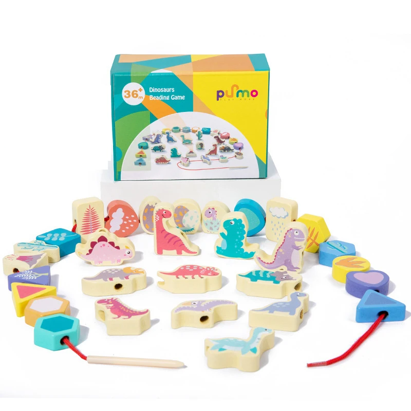 b_932dc87d-f57b-4820-8e61-0b79e7dd0dfc Lace&Thread™ – Stapel&Rijg Spel–  Kralen Rijgen Dino's | Educatief Speelgoed - Afbeelding 1
