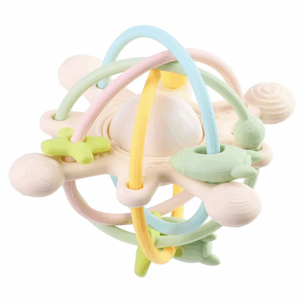 Sensory Rattle Ball™ – Zachte Grijpret – Baby Siliconen Bijtspeelgoed Groen | Educatief Speelgoed - Afbeelding 1