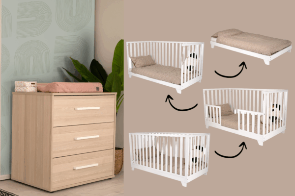 Babykamer Colorfull Home Noah (Meegroeiledikant Lois V2 Pure White + Commode Noah) - Afbeelding 1