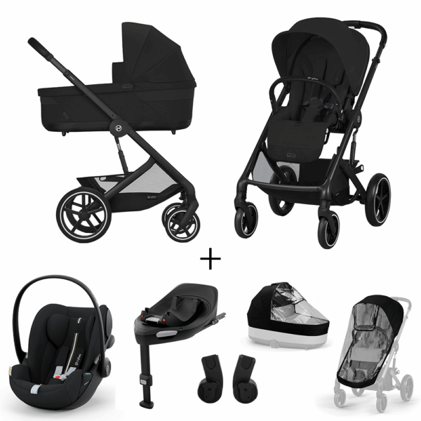 Kinderwagen Cybex Balios S Lux Moon Black/Black + Autostoel Cloud G I-Size Plus&Base + Accessoires - Afbeelding 1
