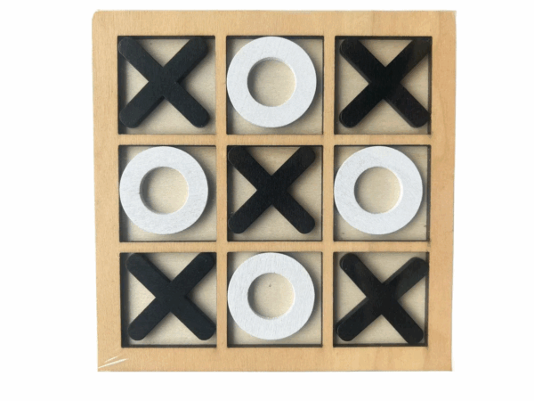 Woods™ - Speels Strategieplezier - Houten Boter, Kaas&Eieren Zwart | Educatief Speelgoed - Afbeelding 1