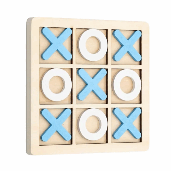 Woods™ - Speels Strategieplezier - Houten Boter, Kaas&Eieren Blauw | Educatief Speelgoed - Afbeelding 1