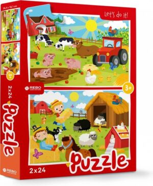 Boerderijdieren (2x 24) - Rebo  Legpuzzel