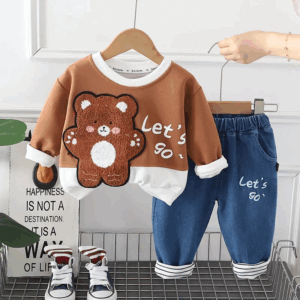 Mini Fashion™ – Zacht&Stoer– Kinder Kledingset Bruin / 100 (2-3 jaar) | Educatief Speelgoed