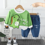 Mini Fashion™ – Zacht&Stoer– Kinder Kledingset Groen / 80 (4-12 maanden) | Educatief Speelgoed