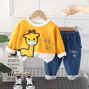 Mini Fashion™ – Zacht&Stoer– Kinder Kledingset Geel / 90 (1-2 jaar) | Educatief Speelgoed