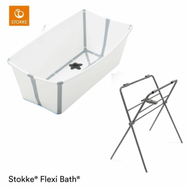 Set | Stokke® Flexi Bath® White met Badstandaard - Afbeelding 1