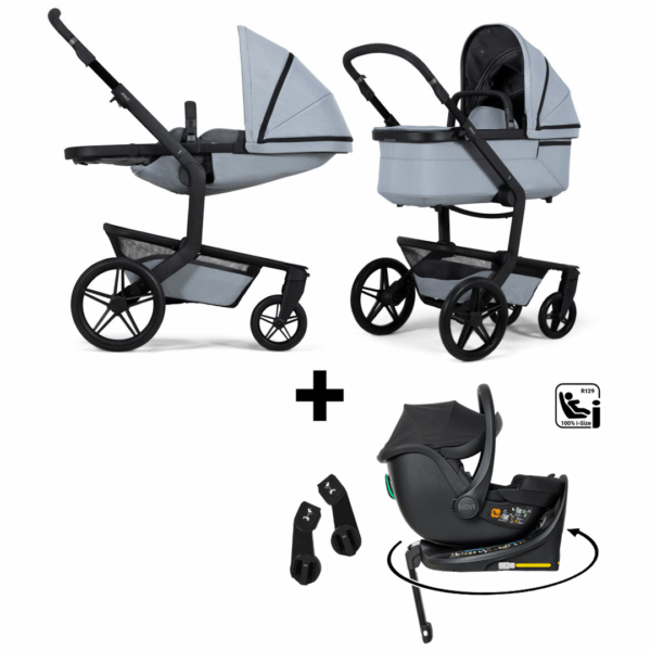Kinderwagen Joolz Day5 Lunar Grey Special Edition + Autostoel Jacky Pro 360° All Black&Base&Adapterset - Afbeelding 1