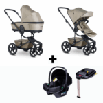 Kinderwagen Easywalker Harvey5 Premium Pearl Taupe + Autostoel Novi Baby Jewel All Black&Base