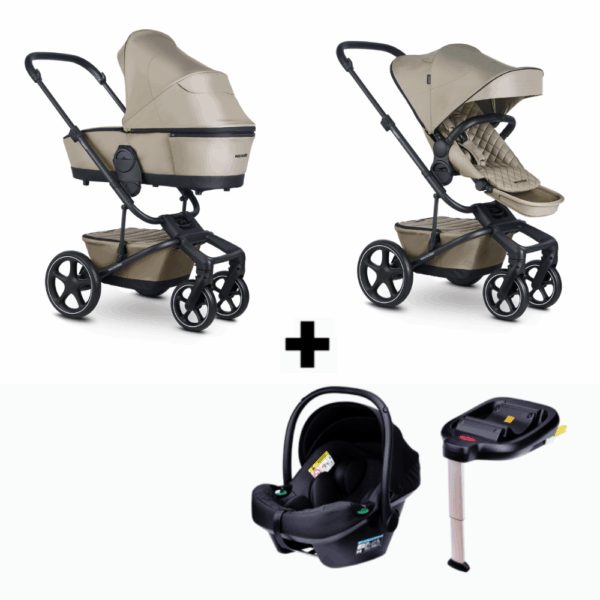 Kinderwagen Easywalker Harvey5 Premium Pearl Taupe + Autostoel Novi Baby Jewel All Black&Base - Afbeelding 1