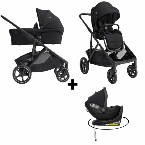 Kinderwagen Joie Signature Versiti Eclipse met Autostoel Joy Glide 360° All Black&Base - Afbeelding 1